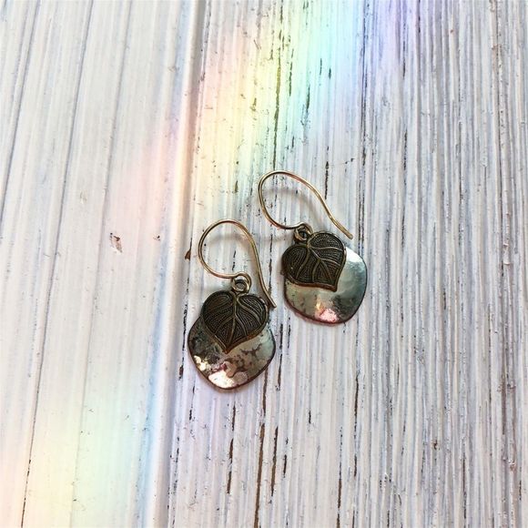 wildarrow Jewelry - Handmade Gold + Silver Aspen Leaf Hammered Earring